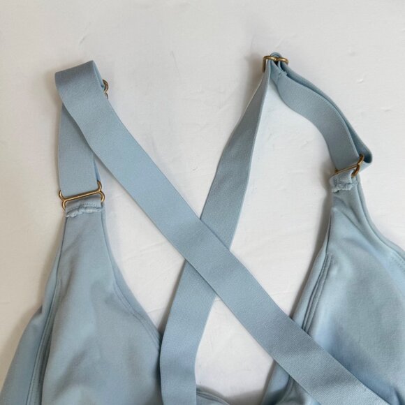 Buff Bunny Candy Wrap Sports Bra Sz L  Blue Cross Strap Back - Picture 5 of 8